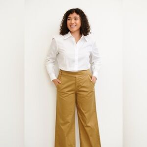 Vince Khaki Mid Rise Belted Wide Leg Pants 6 30 10 cotton career sophisticated